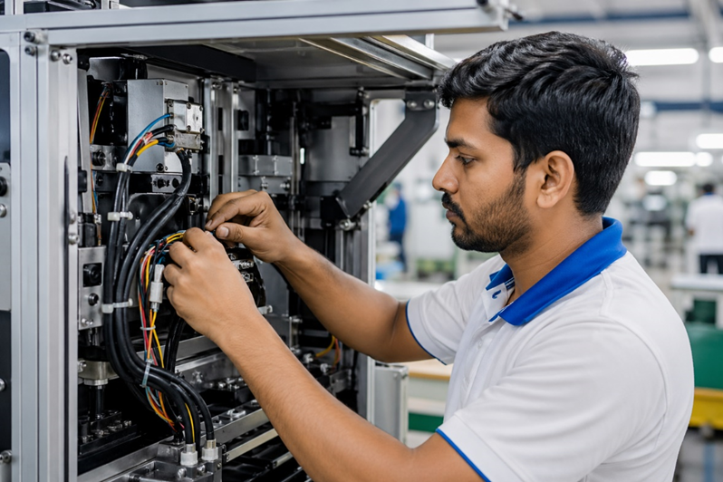 custom cable assembly installation in industrial machine