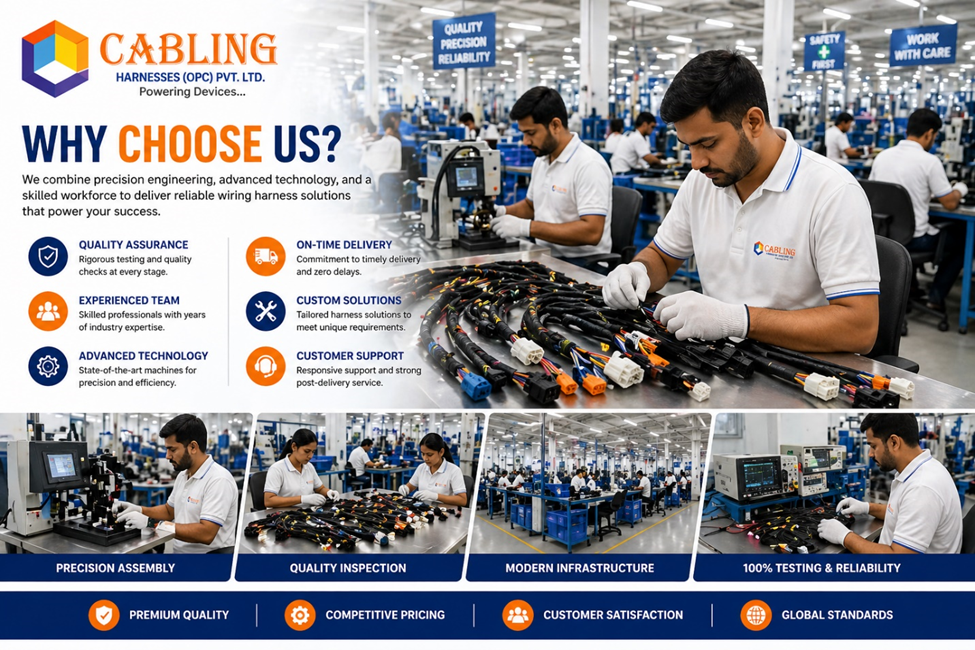  Skilled technicians assembling wiring harnesses on a modern production floor.