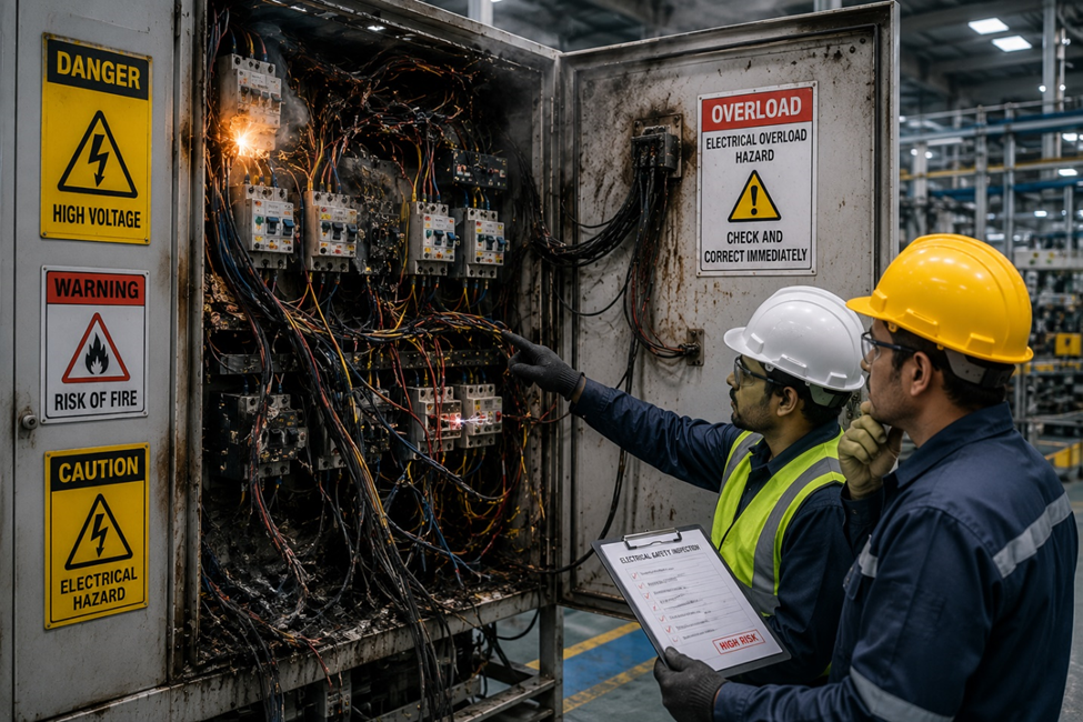 “Electrical safety hazards caused by poor cable management in industrial systems.”