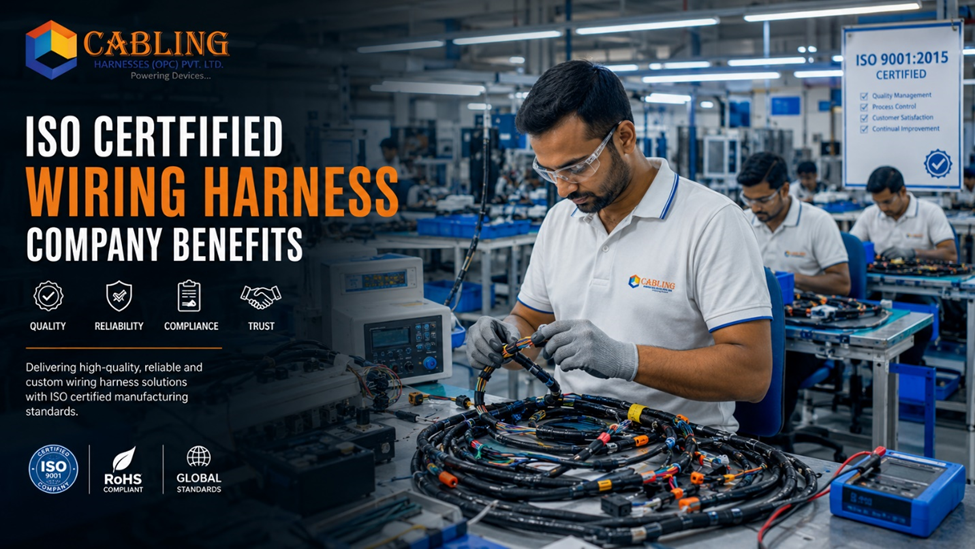 ISO-certified wiring harness manufacturing facility with technicians assembling and testing industrial cable harnesses at Cabling Harnesses