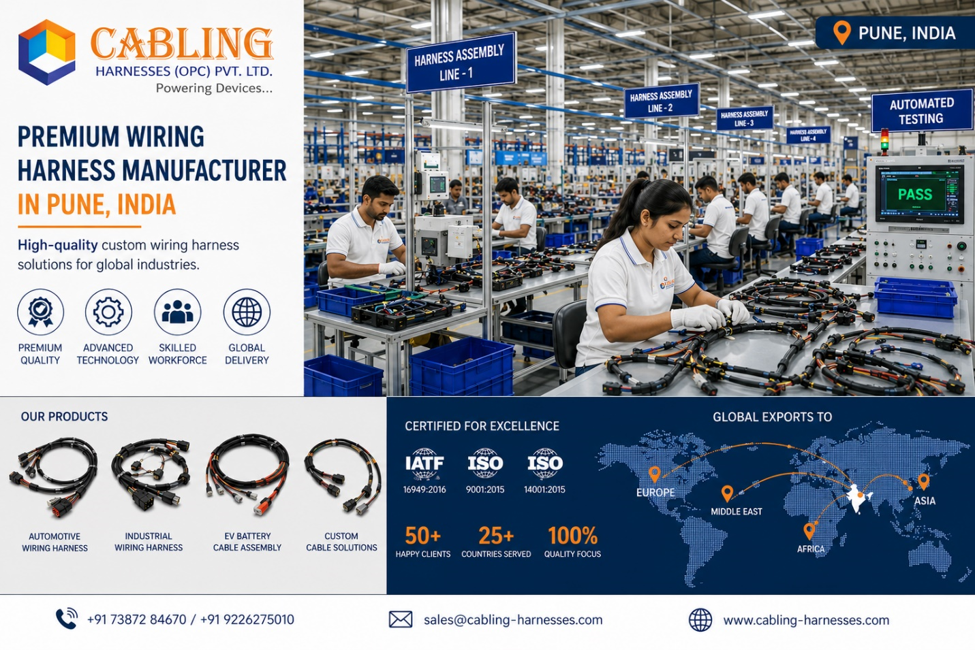 Custom wiring harness manufacturing facility producing high-quality cable assemblies for global customers.